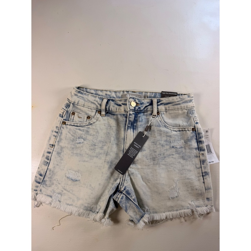 Tractr Denim Shorts Kids Size 8 Light Indigo Y2K High Rise Distressed Weekender